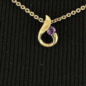 JC amethyst vermeil pendant necklace on 15.75" gold-tone chain